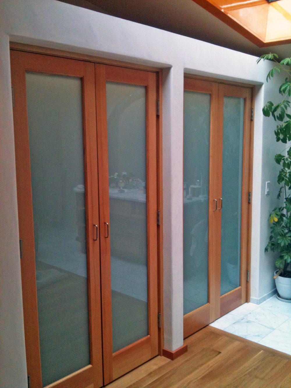 Interior French doors wood and frosted glass
